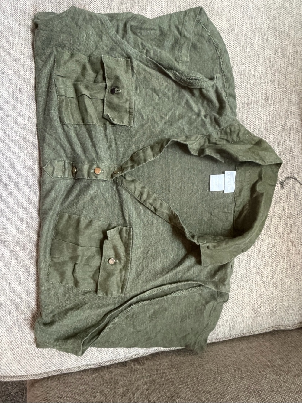 Chico's Olive Green Lightweight Utility Shirt Jacket